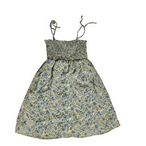 Reformation Sable Dress Girl's 2T Green Floral Smocked Tie Strap